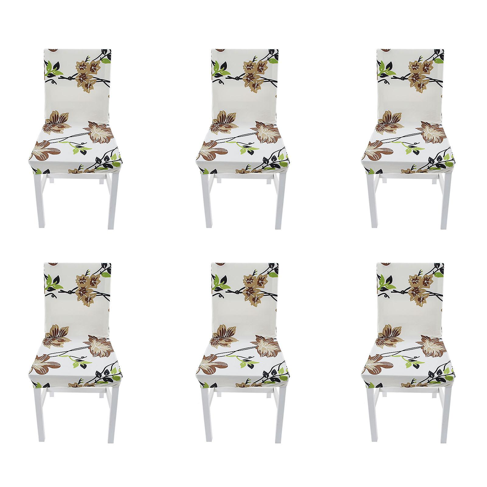 6PCS Hög Elasticitet Stolsöverdrag Avtagbar Tvättbar Dammtät Hem Hotell Matsal Stol Överdrag Typ 3