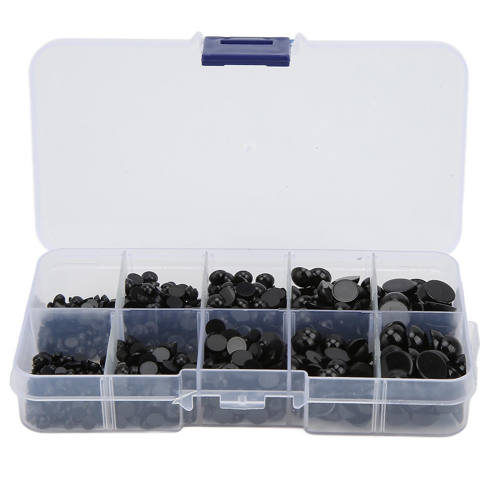 760Pcs Black Round Doll Eyes Multi Sizes Convenient Resin Flat Back Durable Sturdy Toy Eyes