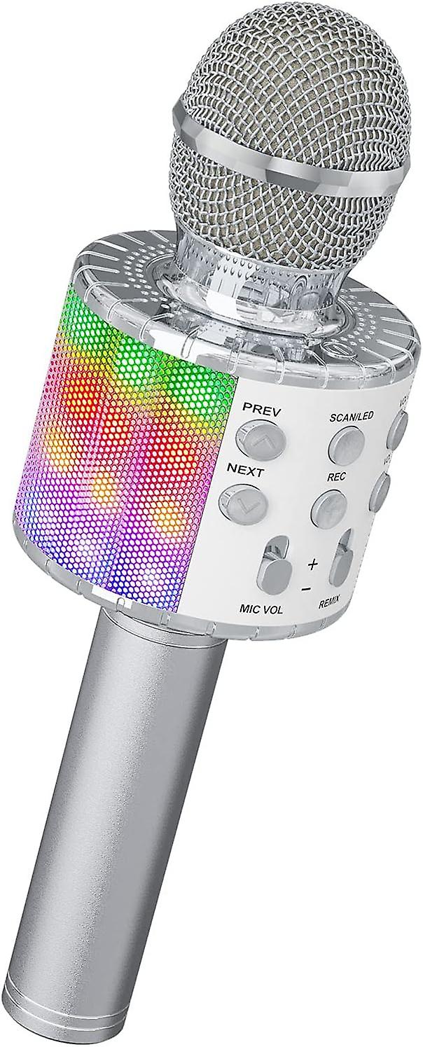 Karaoke Wireless Microphone, Bluetooth Dancing LED Lights Handheld Portable Speaker Karaoke Machine