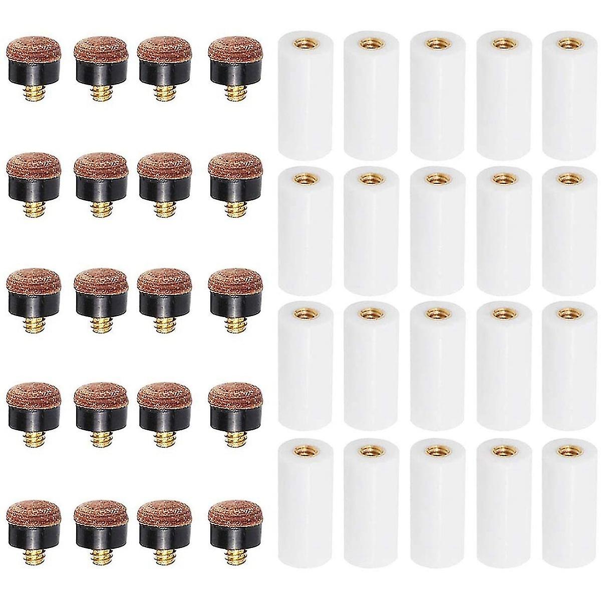 20sets Billiard Cue Tips With Pool Cue Stick Ferrules 12mm Billiard Screw-on Tips Replacement For N
