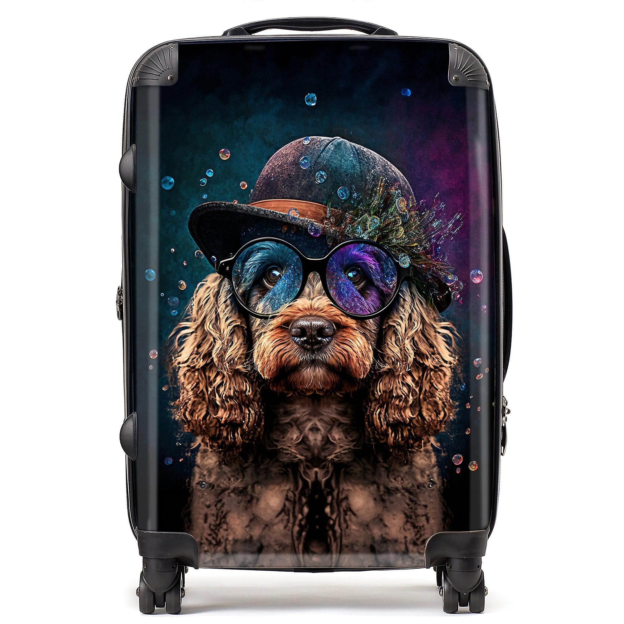 Cockapoo Dog Face Splashart Suitcase