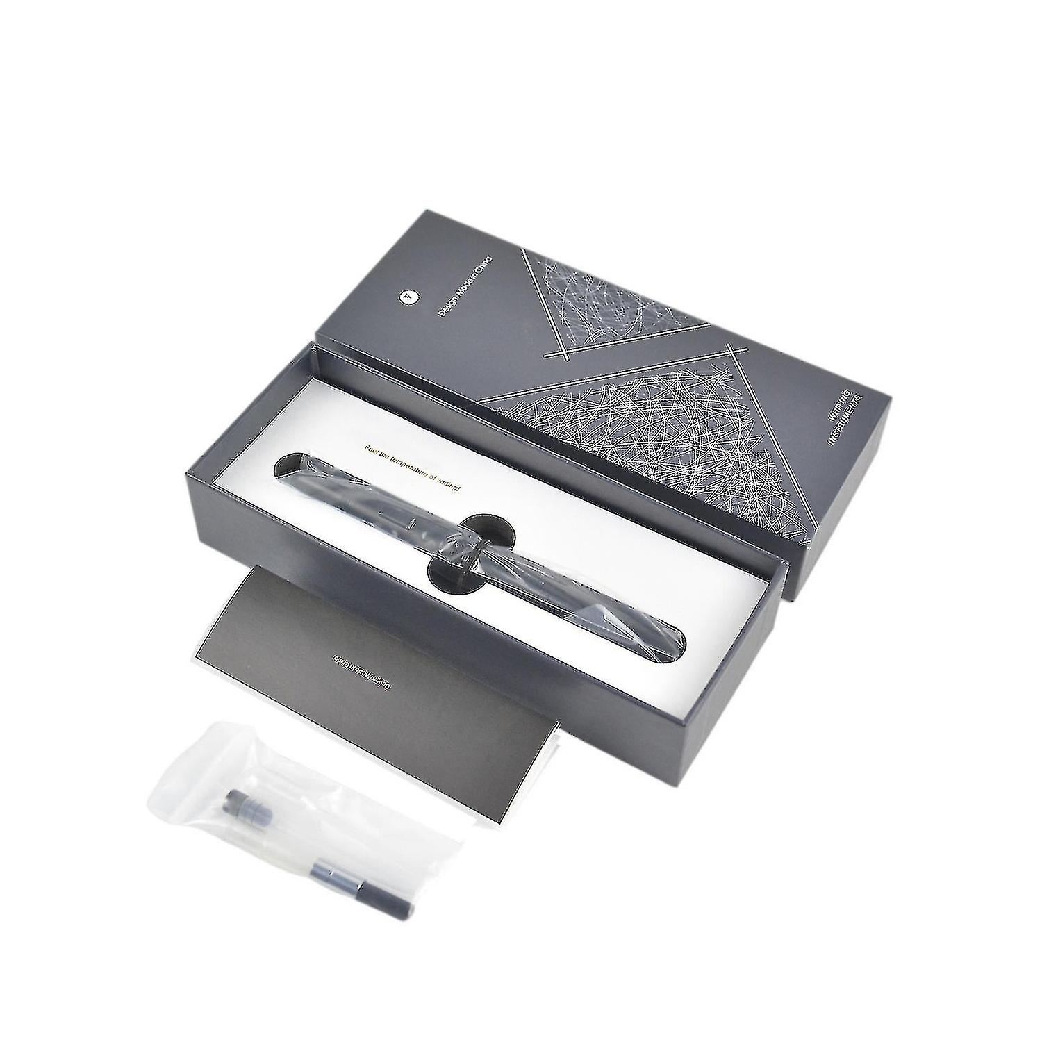 Moonman A1 לחץ עט נובע, נשלף דק במיוחד Nib מתכת שחור עם ממיר קליפ / ללא קליפ 