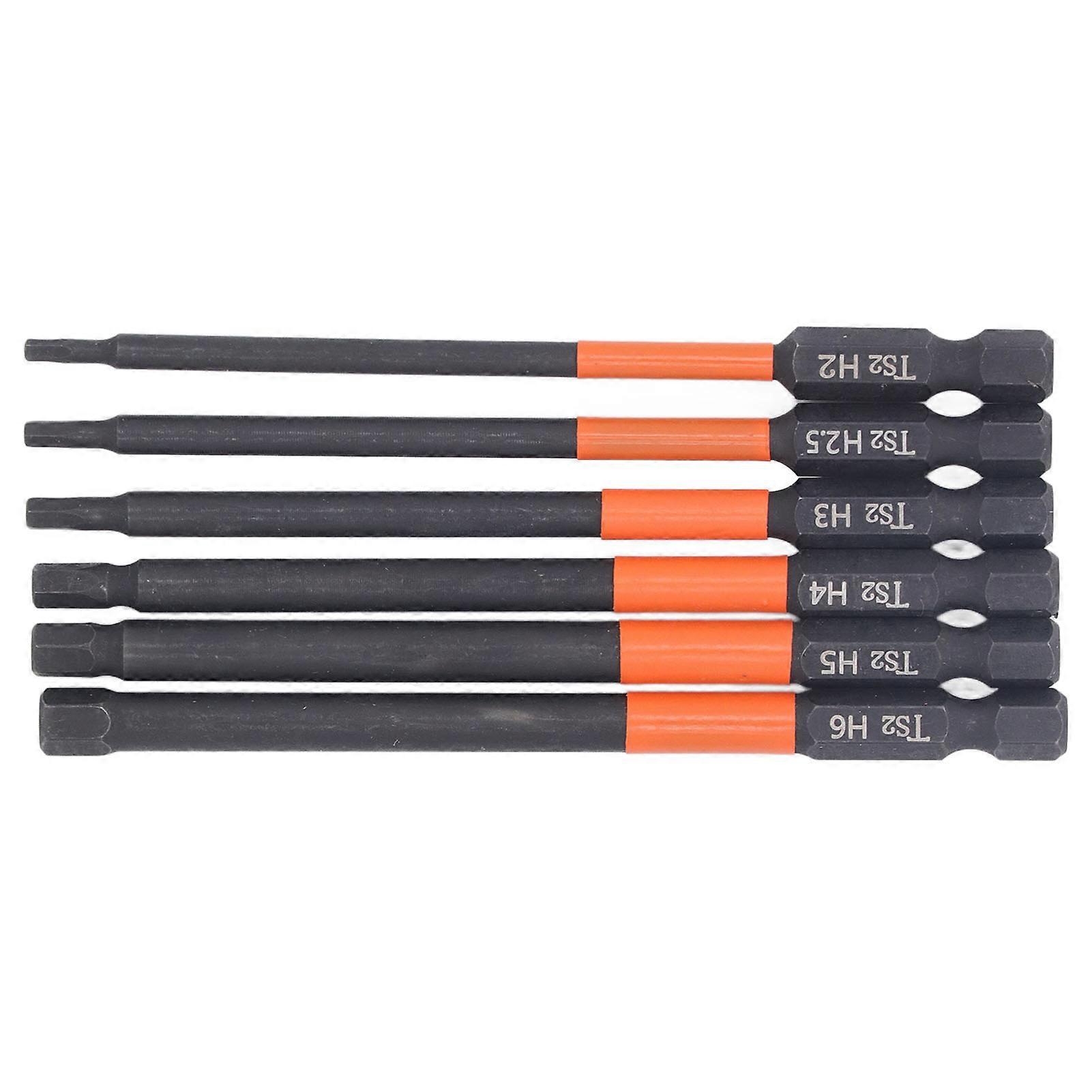 6 Pcs Set Hex Wrench Drill Bit H2 To H6 100L S2 Alloy Strong Magnetic Hex Key Drill Bit for Home Automotive Repair 