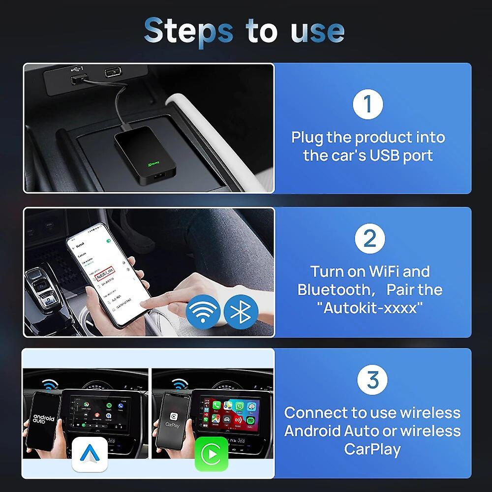 Carlinkit 5.0 2air CarPlay & Android Auto Sans Fil 2025 - Adaptateur 2 En 1 OTA 5GHz WiFi