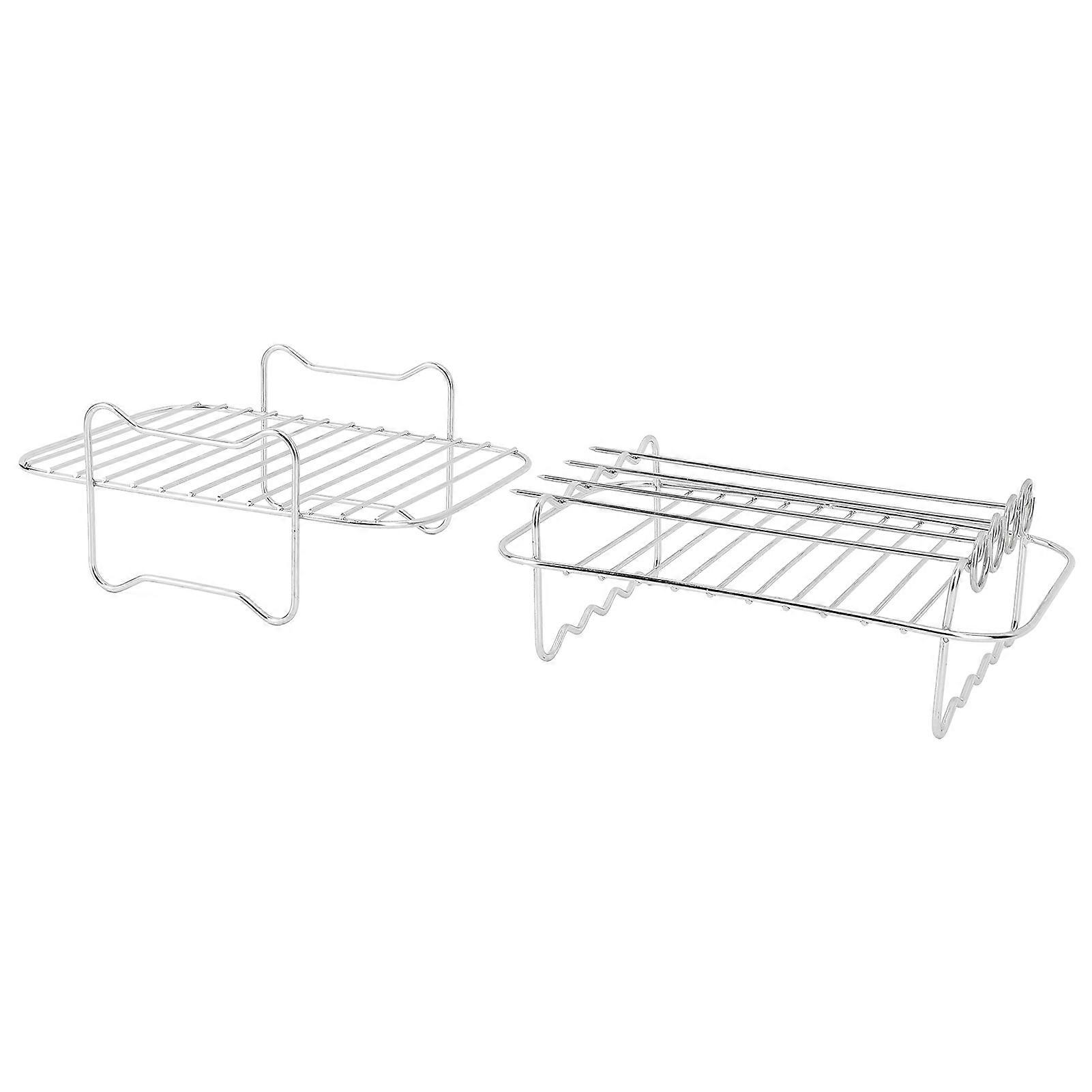 Fryer Rack Double Layer 304 Stainless Steel Rectangular with G Skewer Fryer Cooking Rack Fryer Accessories