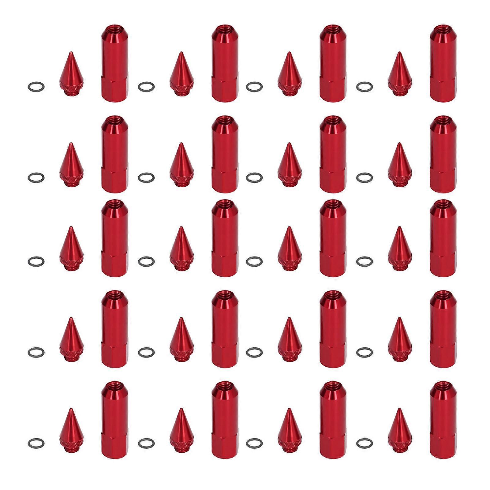 20pcs Universal M12x1.5 Racing Wheels Rims Lug Nuts 90mm Aluminium Alloy Spiked Nuts with Socket KeyRed E2U811