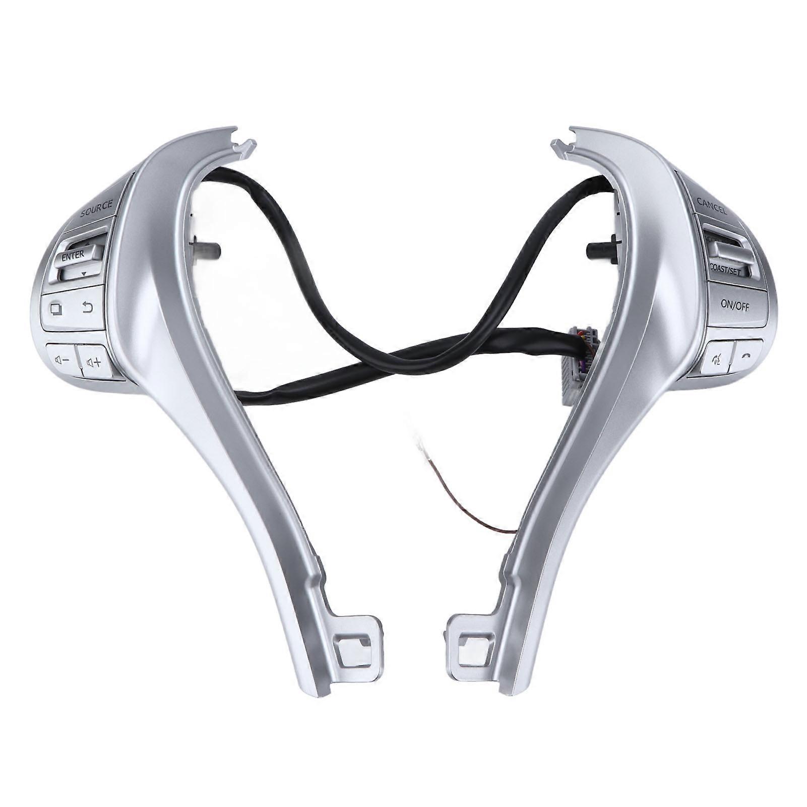 Steering Wheel Trim with Multifunctional Buttons Silver Replacement for Nissan Xtrail Rogue 20132016 E2U511