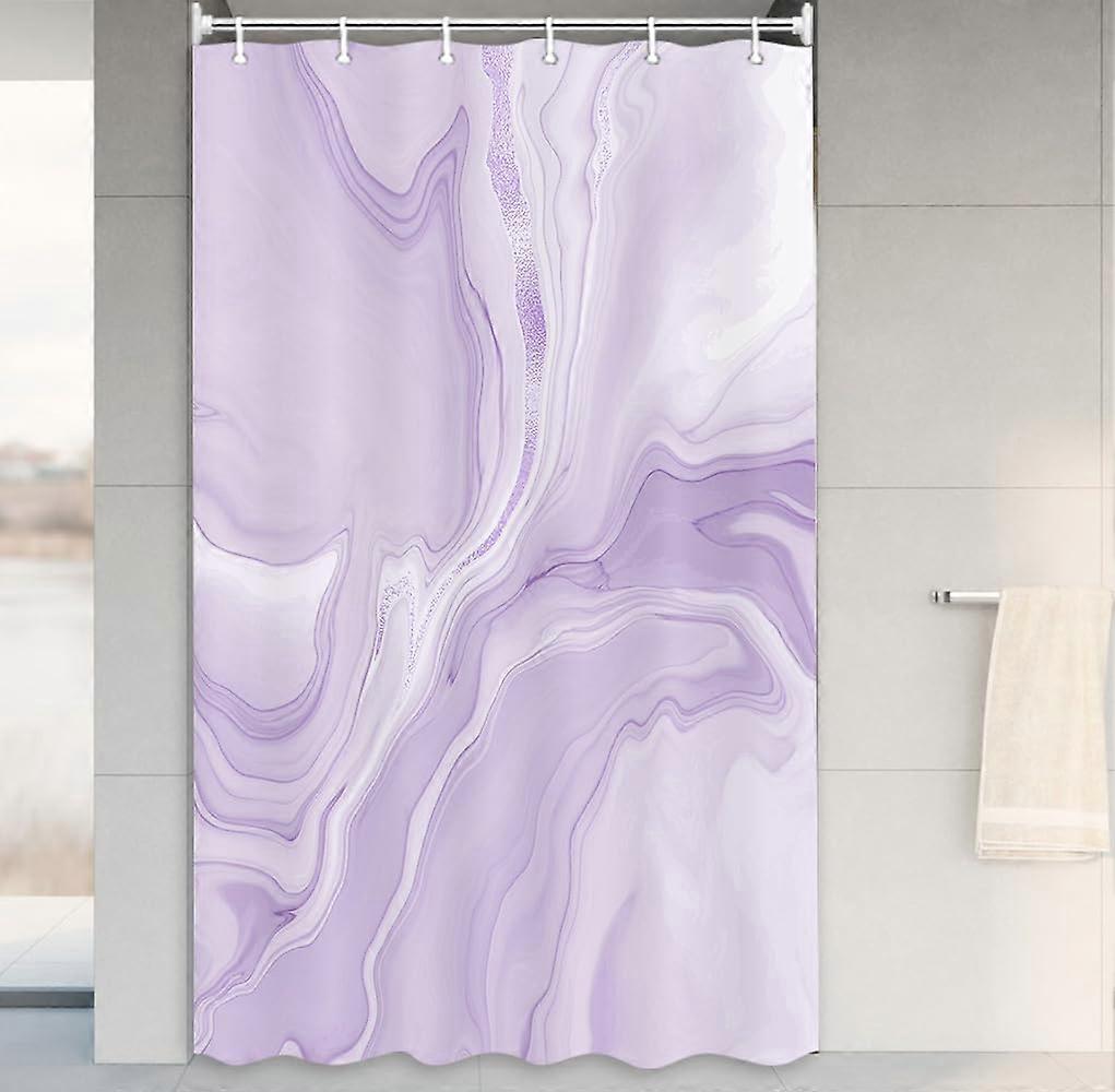 ラベンダーパープル大理石のシャワーカーテン、バスルームの装飾のための抽象的なモダンなシャワーカーテン、審美的なインクアートシックなエレガントな防水生地のシャワーカー