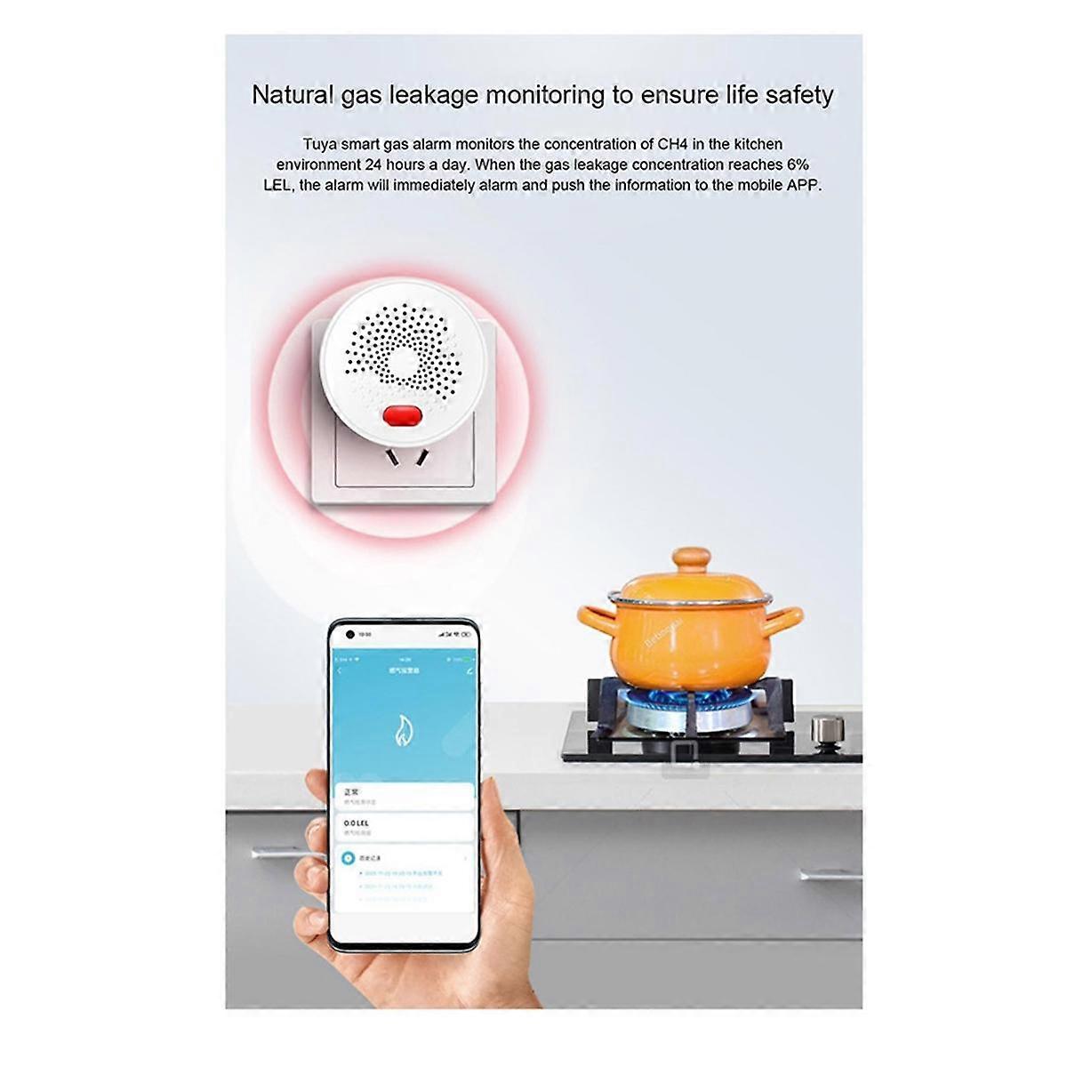WiFi Smart Gas Leakage Detector Highly Sensitive Combustible Gas Alarm LPG Natural Gas Sensor EU PLUG