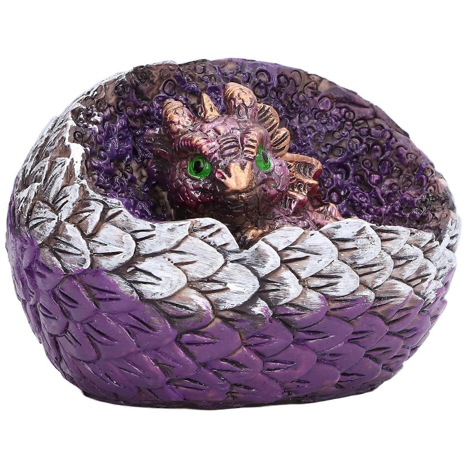 ドラゴンエッグレジン素材興味深い装飾的なかわいい鮮やかな庭の動物の置物リビングルームパープルドラゴン