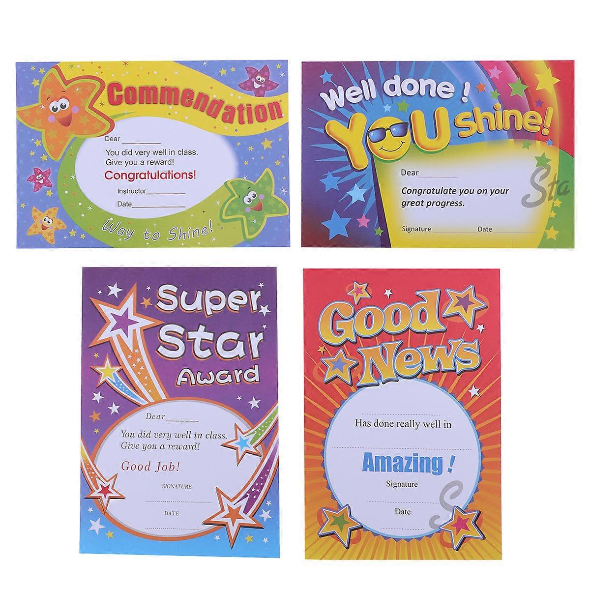 100Pcs A5 Certificate of Commendation Cartoon Letter of Commendation for Kids