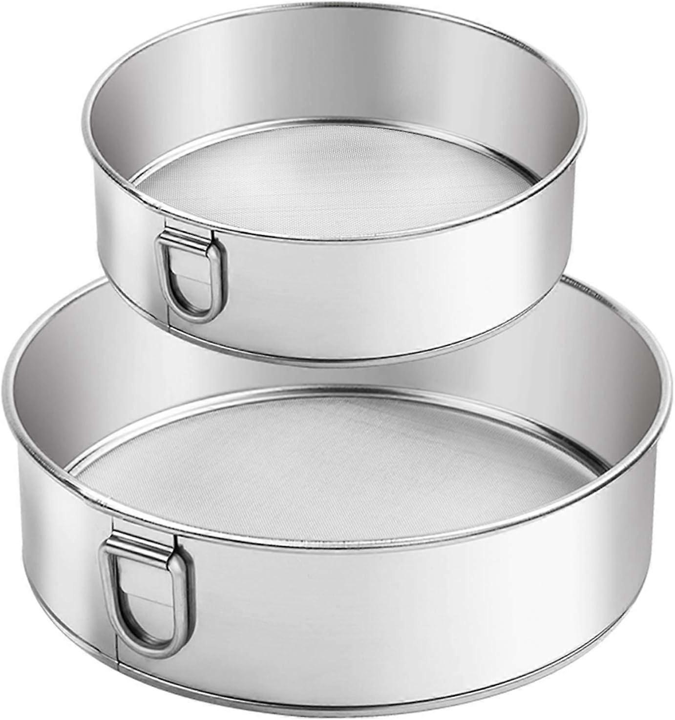Sieb 6-Zoll, 8-Zoll-Siebe Feinmaschiges Sieb Set mit 2 Edelstahlsieb Rundmehlsieb zum Backen Abseihen Pulverisieren