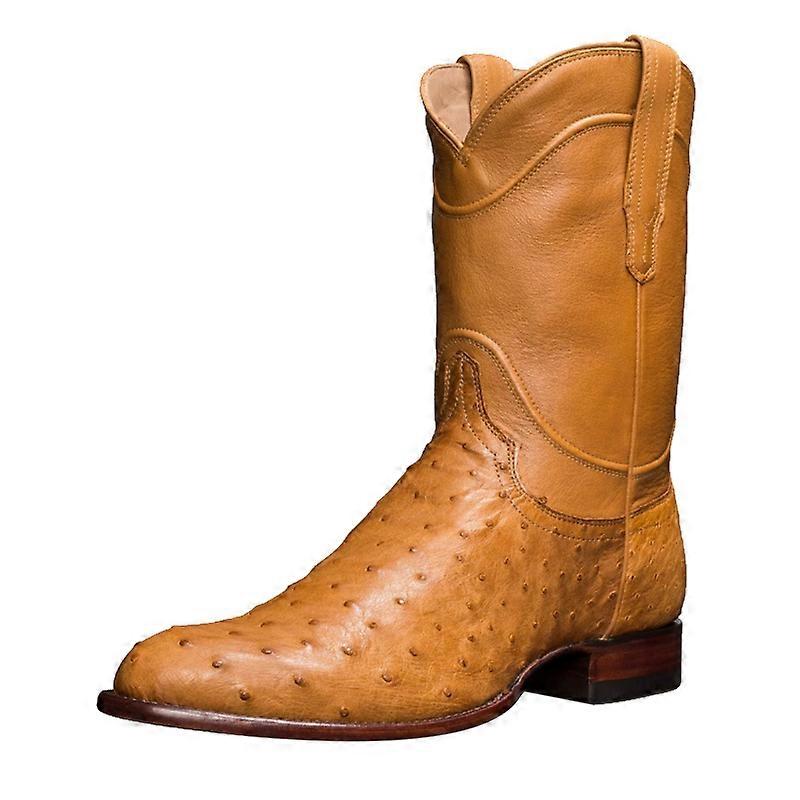 Mens Alamosa Ostrich Square Toe Casual Boots Mid Calf