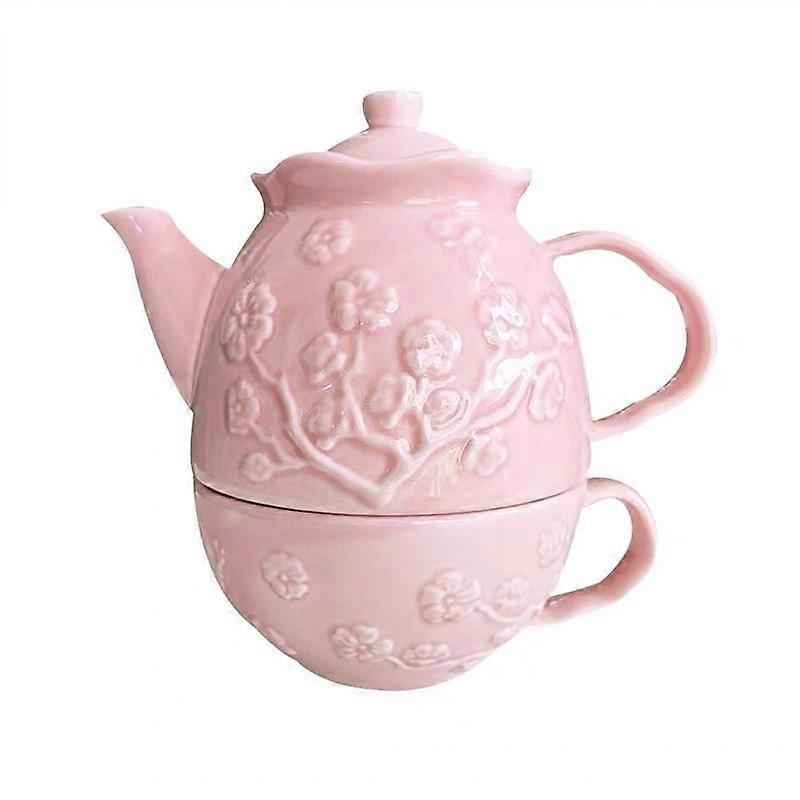 Teapot With Pink Plum Relief