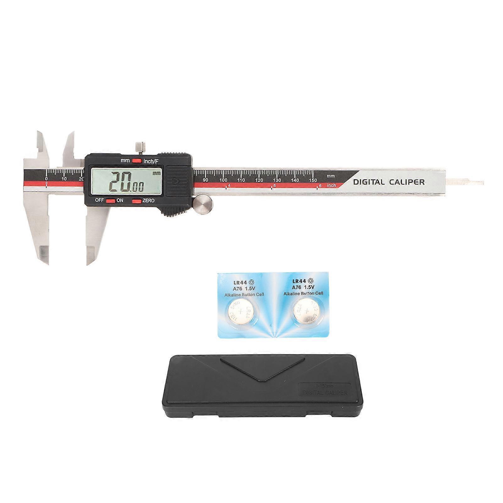 Digital Caliper Large LCD Display 0 to 150mm Inch Millimeter Stainless Steel Caliper Measuring Tool for Home Workbench