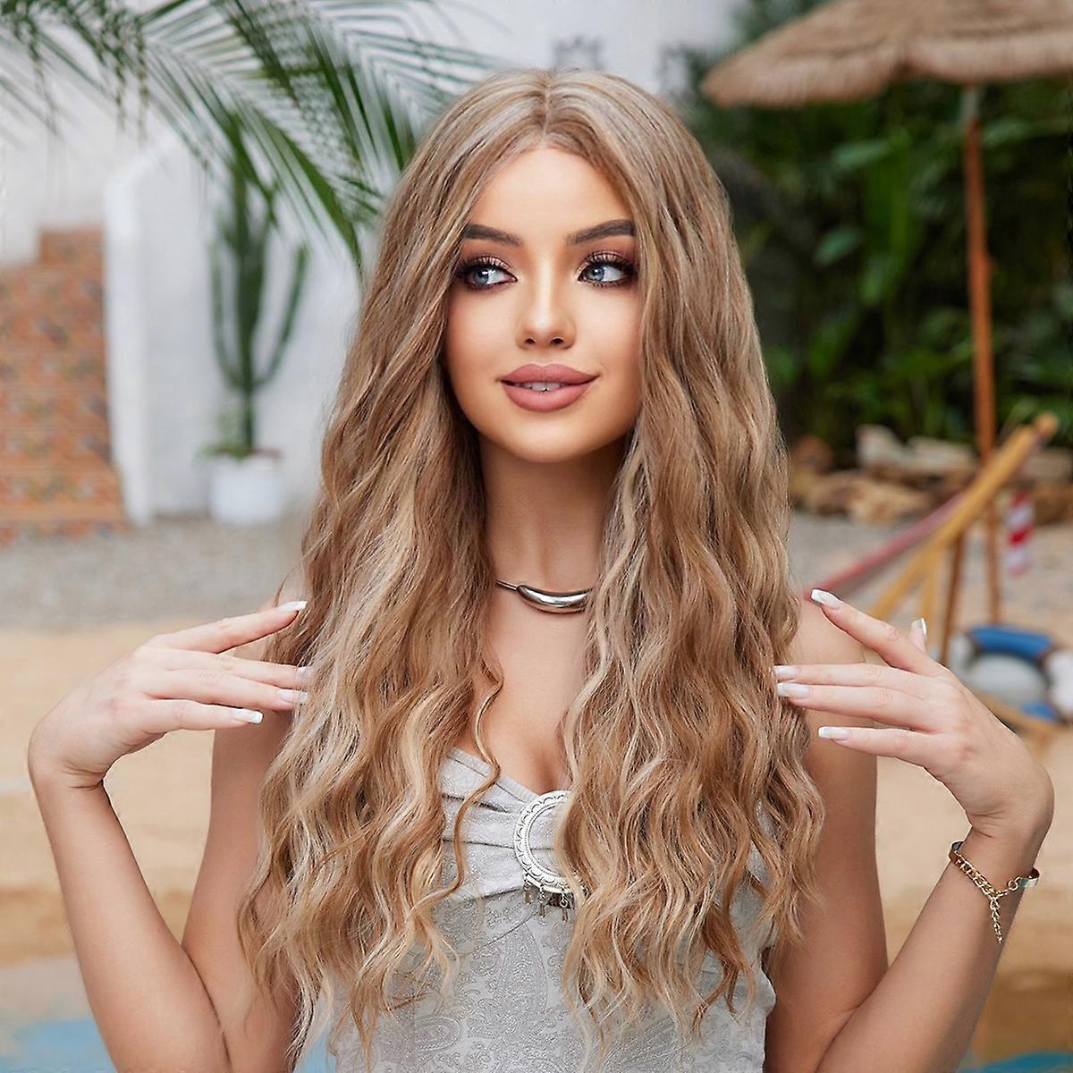 INF Lange Lockenperücke mit Spitze vorne