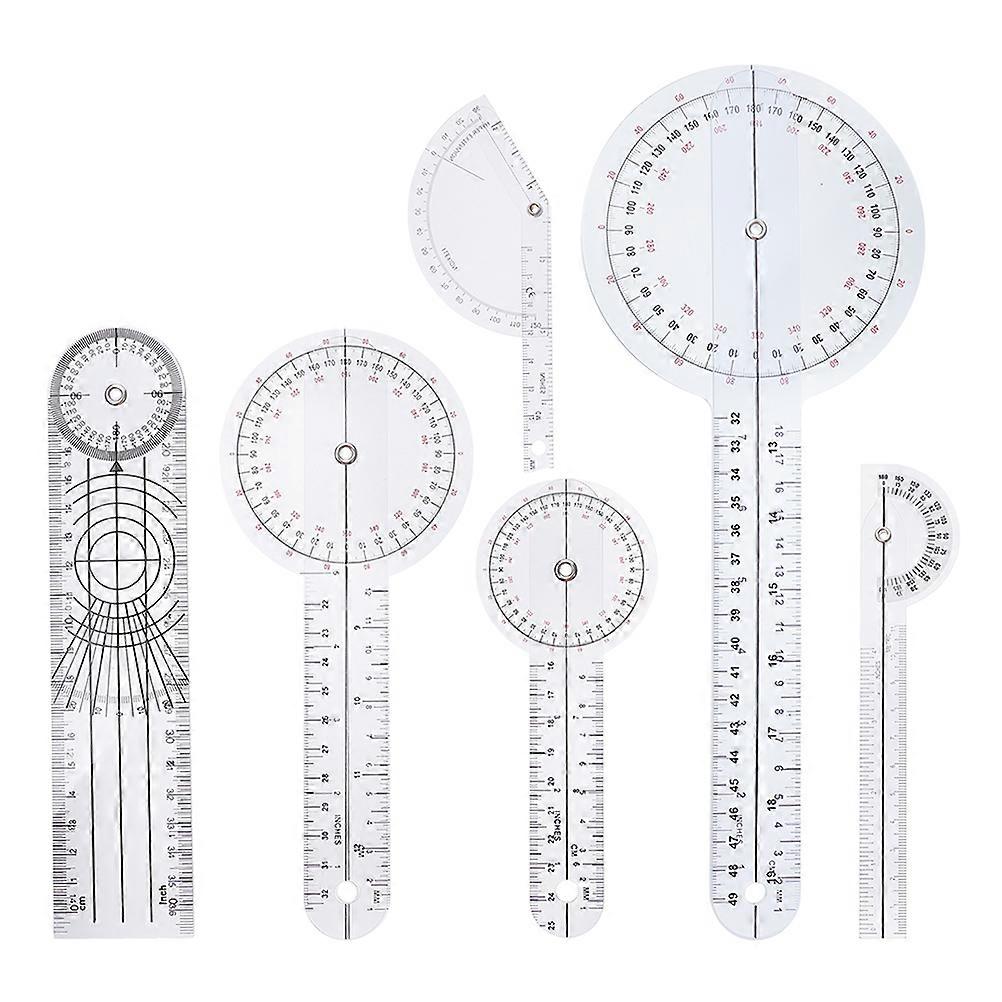 6pcs Spinal Goniometer Finger Goniometer 360 Degree Medical Goniometer Protractor