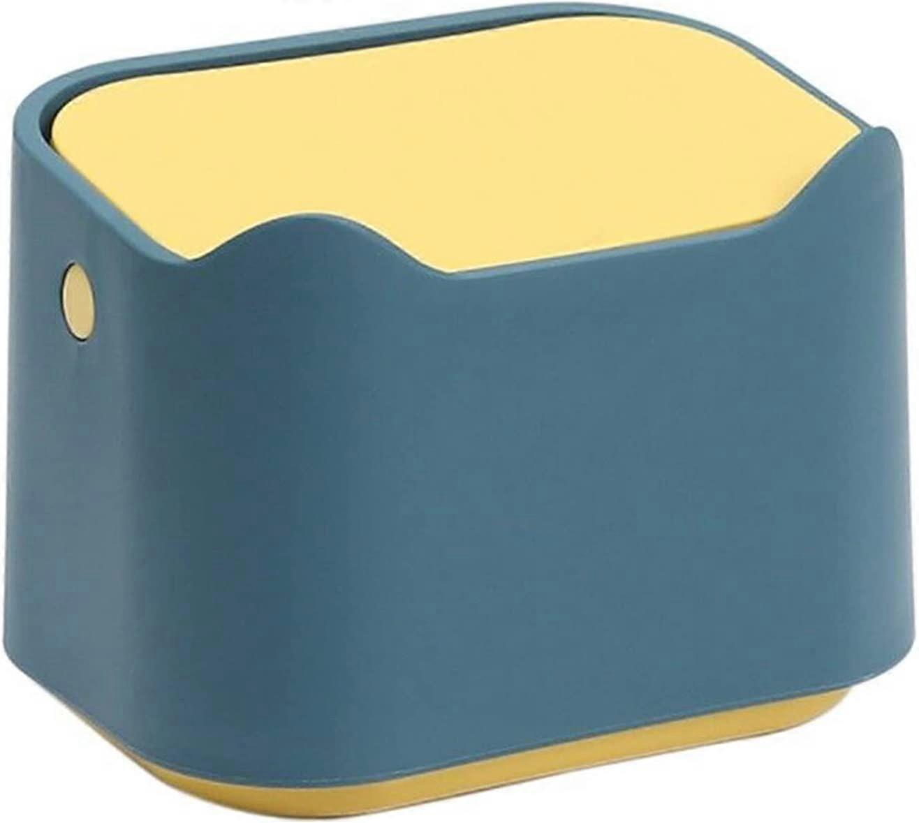 Bed Office Trash Bin, Mini Portable Desktop Waste Bin, Press Type Lid(Yellow,White)