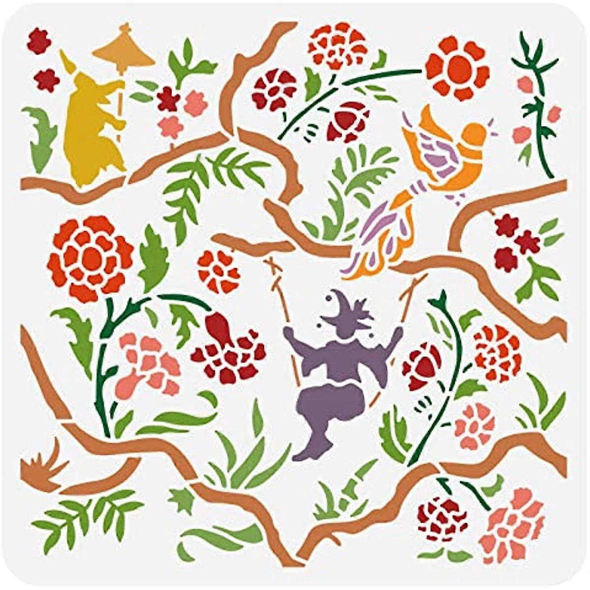 1pc Resonance wall Stencil Reusable Resonance Craft Stencil for Wall Decoration Large Size Resonance Ring Pattern Stencil