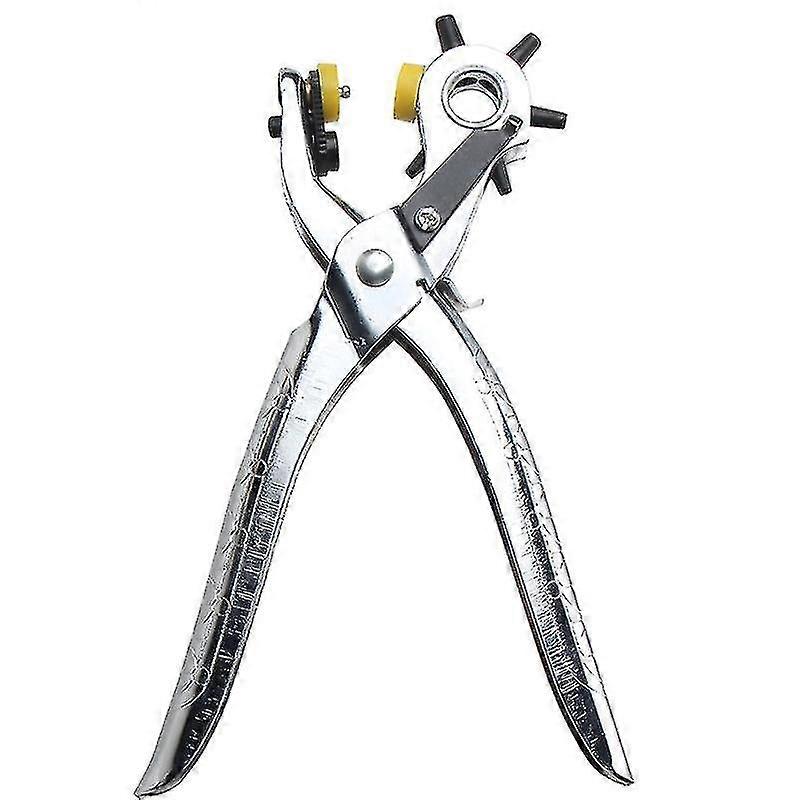 Leather Punch With Rotating Punch And Multi Size Tips Multi-function Punch Pliers Leather Belt Punch Pliers 30*11*2.5cm Silver Jiujiuso