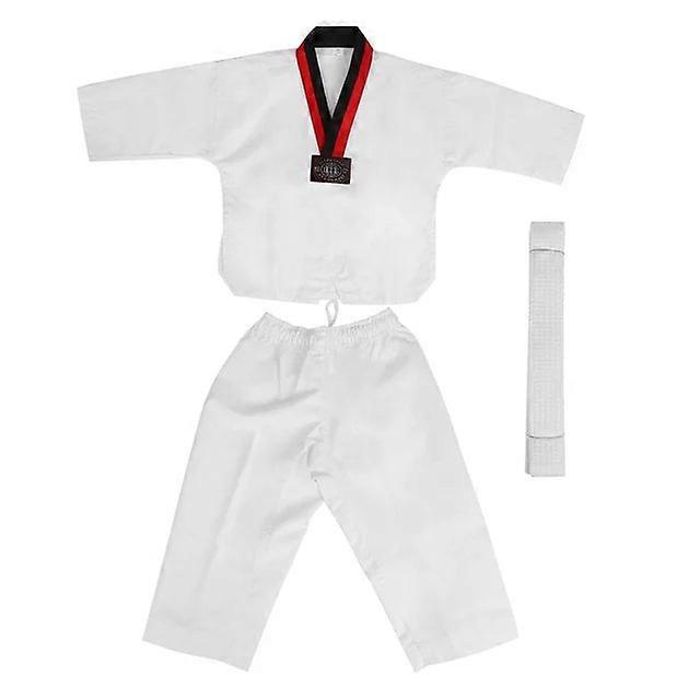 White Taekwondo Long Sleeves Martial Arts Karate Jujitsu Gym Training Uniforms With Belt For Children Adults Unisex
