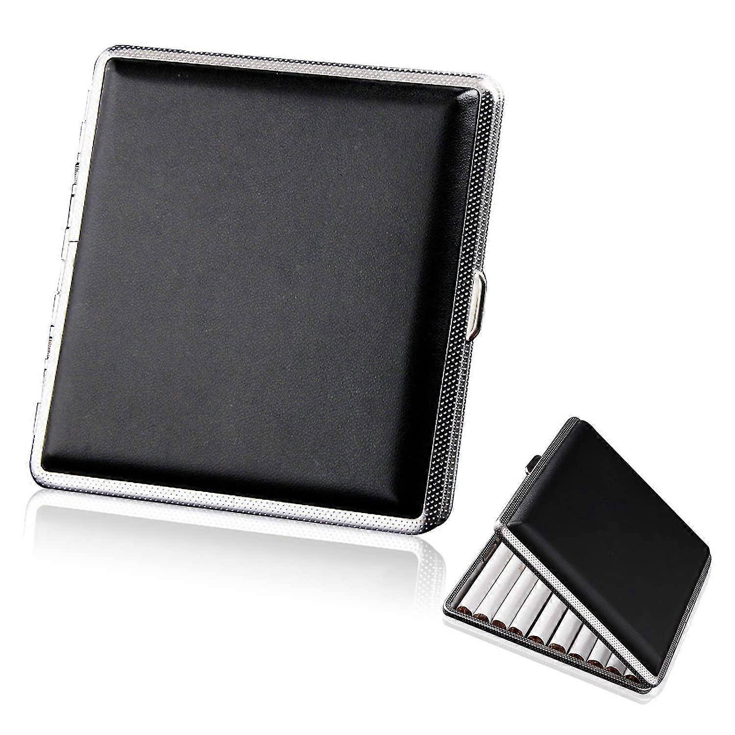 Leather Cigarette Case Metal Frame - Holds 20 Cigarettes