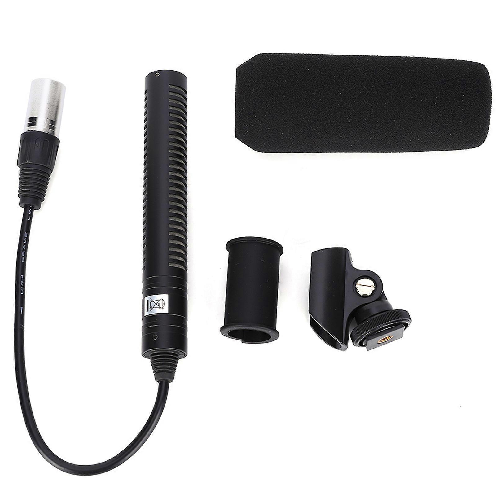 Condenser Microphone Stereo Camera Mic Video Recording Black Unidirectional Anti Interference(Black )