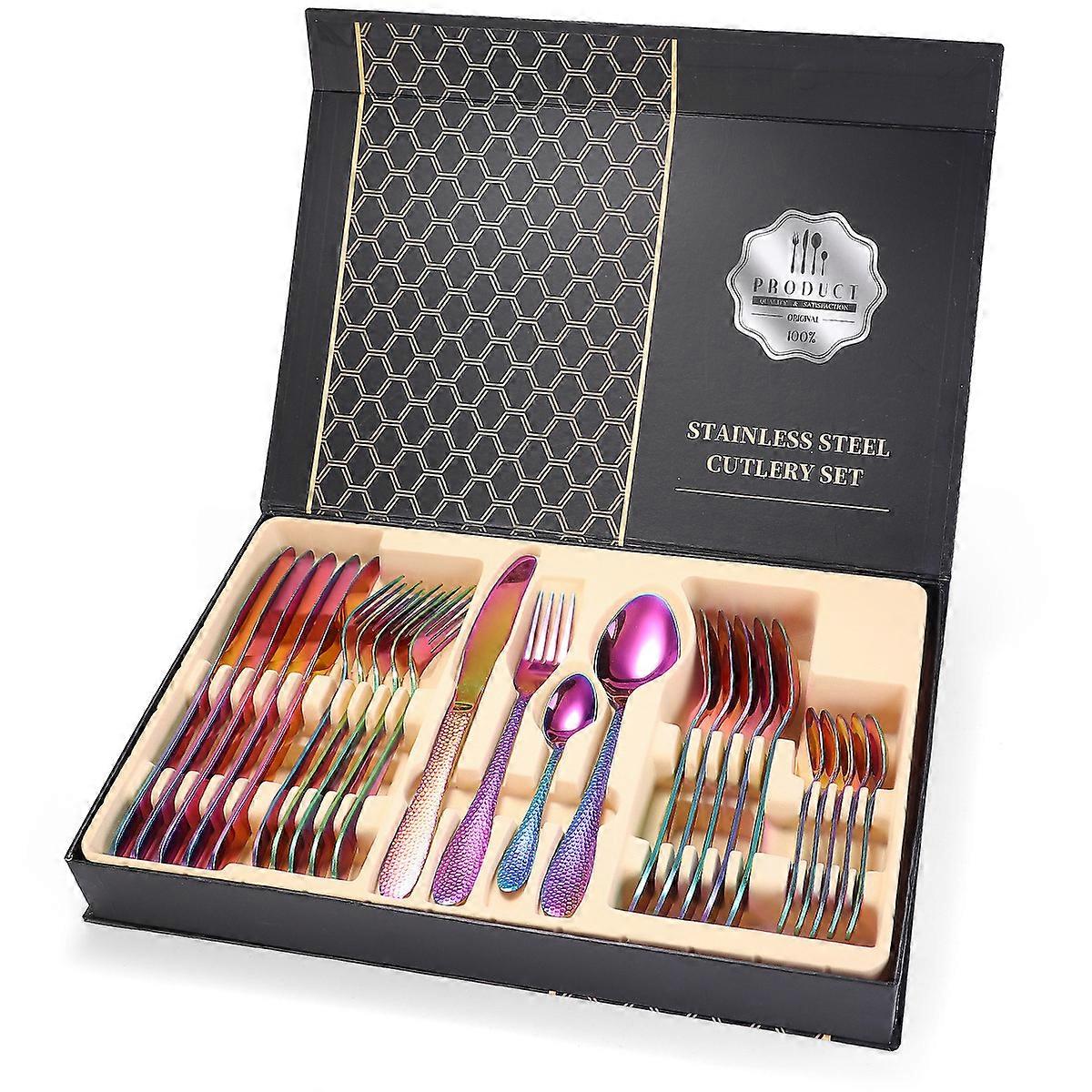 24-piece Stainless steel Flatware set cutlery Tableware Set For Home Colorful