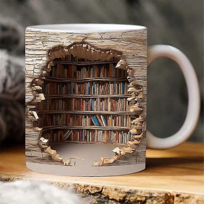 3d Bookshelf Mug, A Library Shelf Cup, Creative 3d Effect Bookshelf Mug Book Lovers Coffee Mug Librarian Mug, A Gift For Reader