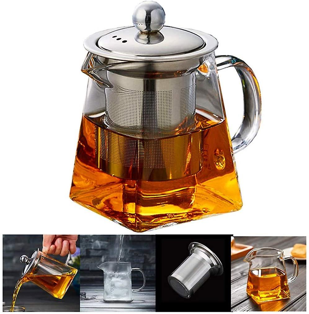 Teiera in vetro da 350 ml con infusore in acciaio inossidabile resistente al calore