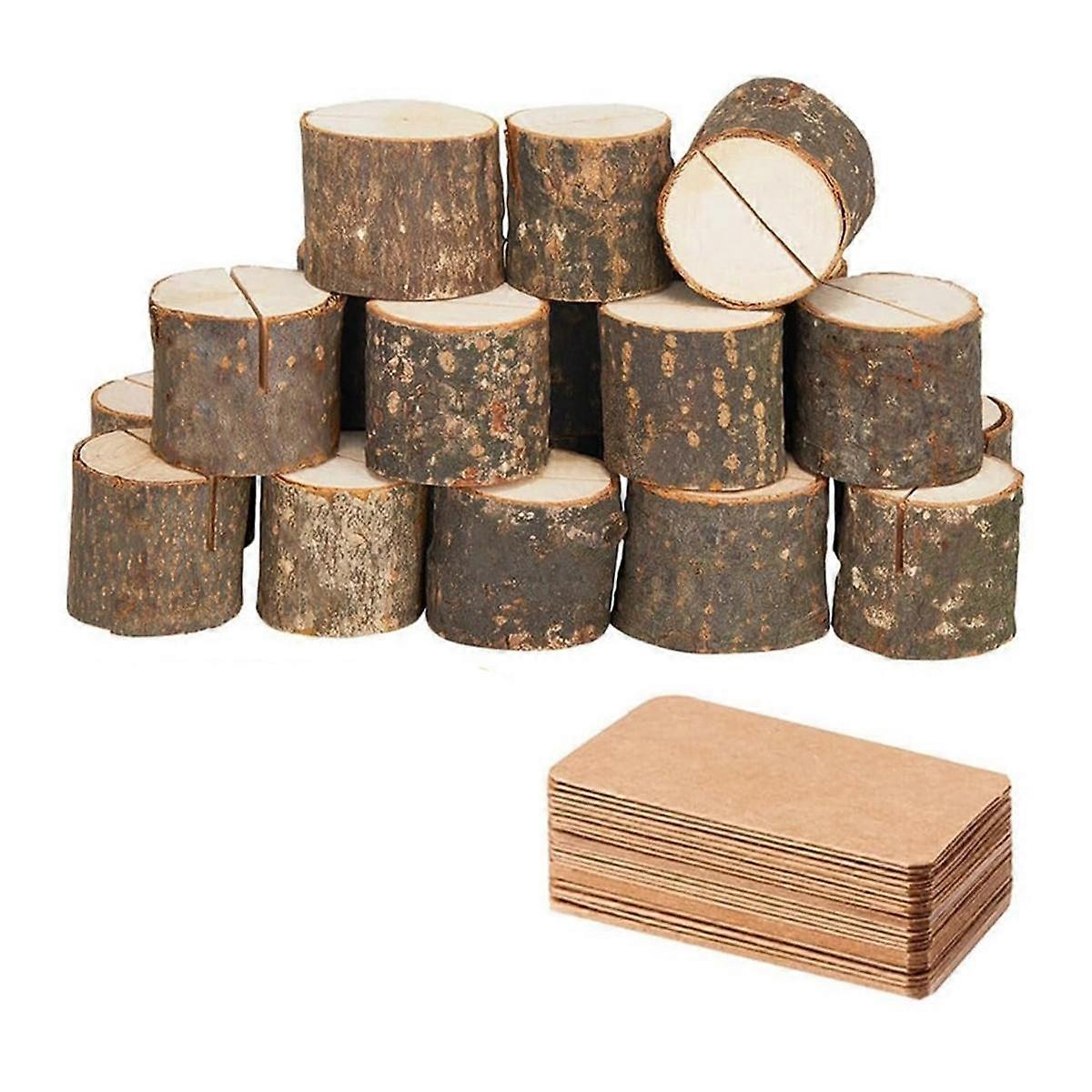 20Pcs Wooden Table Number Holders with 30Pcs Place Cards Picture Holders for , Wedding, and Memo No