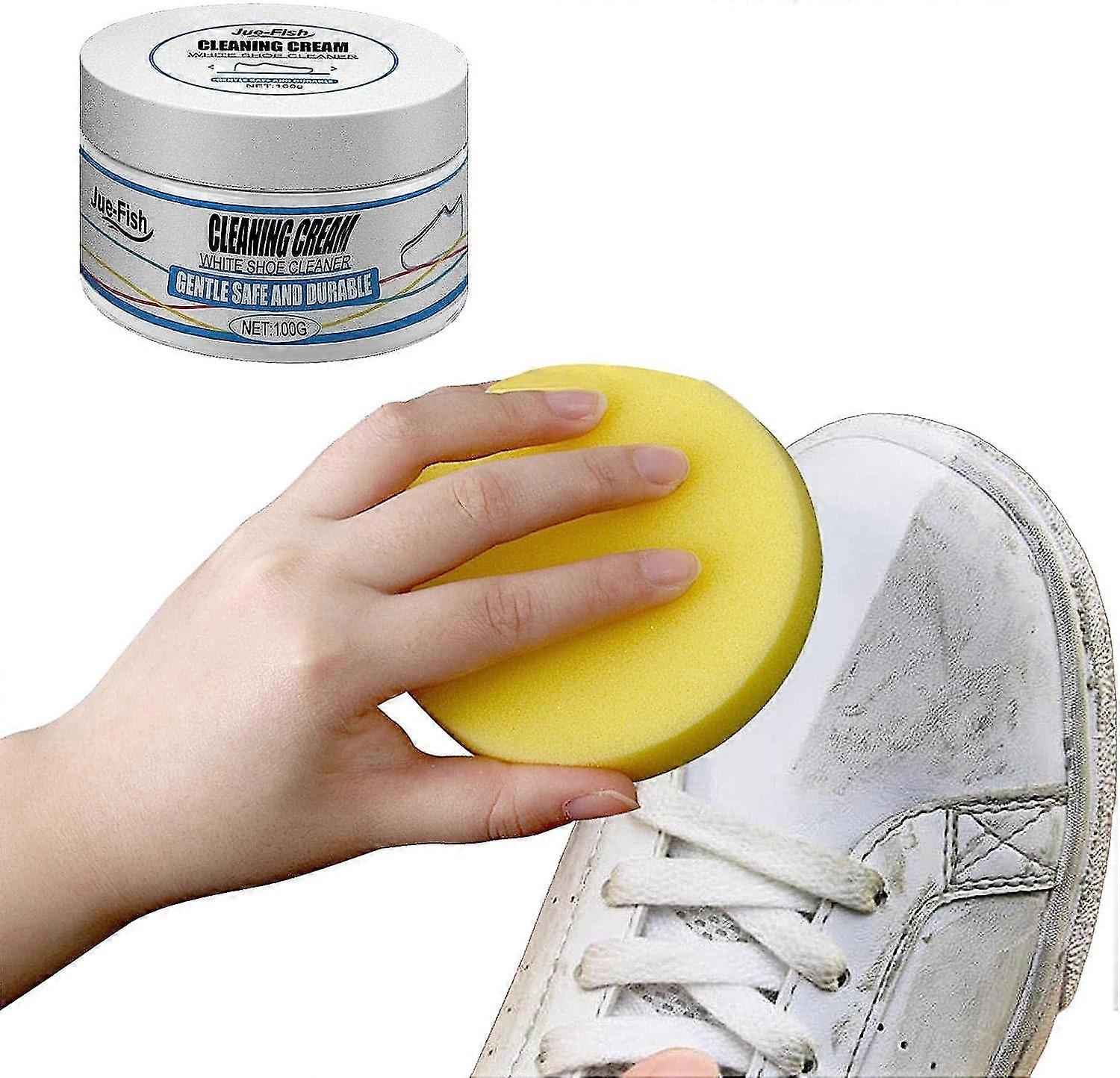 White Shoe Cleaning Cream | Sneaker Stain Cleaning Cream | Shoes Whitening Cleansing Tool With Sponge, Convenient To Use, Designed For Shoe Cleaning