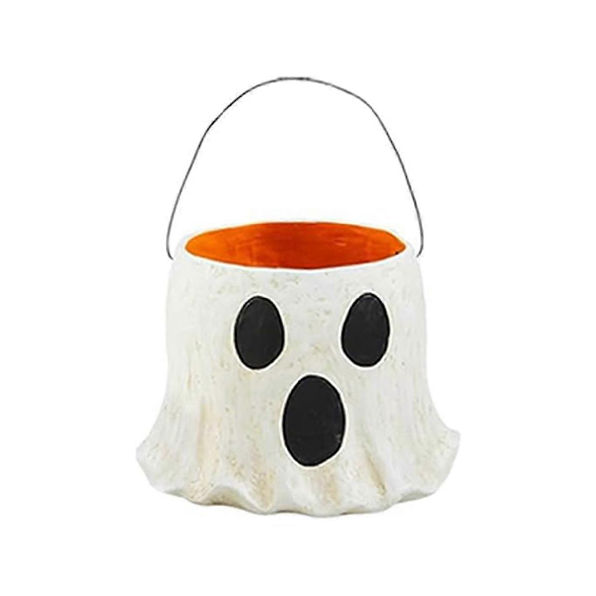 Ghost Bucket Decor, Ghost Planter Pot, Ghost Bucket Vase, Halloween Ghost Bucket, Handmade Halloween Treat Buckets 10cm