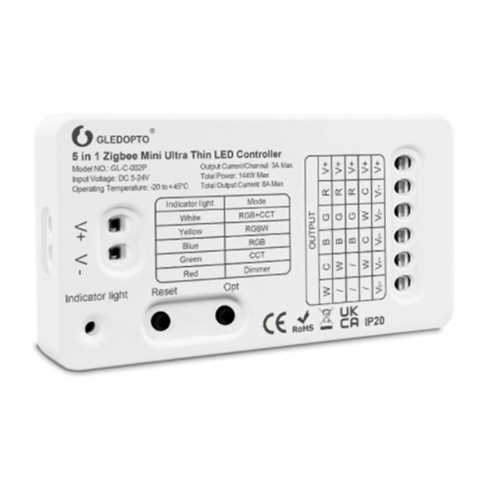 Zigbee 3.0 Dc5-24v Mini 5 en 1 Rgbcct / rgbw / rgb / cct / dimmer Led Light Strip Controller pour Tv Backli