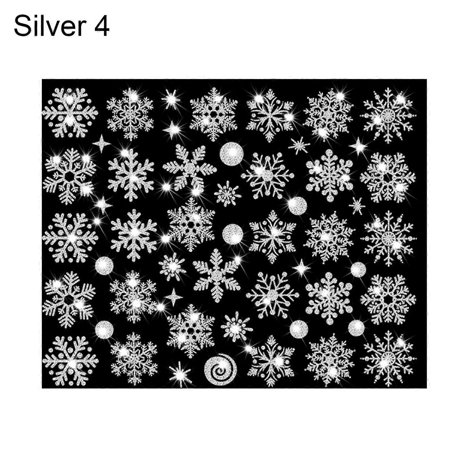 Christmas Static Stickers Easy to Use Removable PVC Glitter Windows Static Snow Flower Sticker for Home KAESI