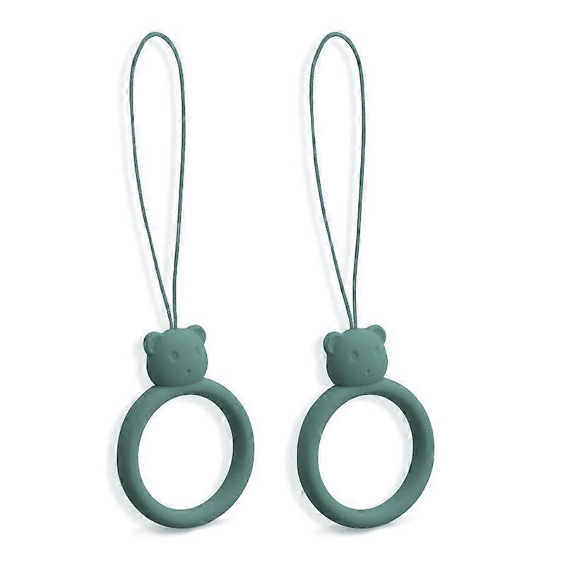 2Pcs Universal Cartoon Bear Shape Silicone Phone U Disk Finger Ring Lanyard