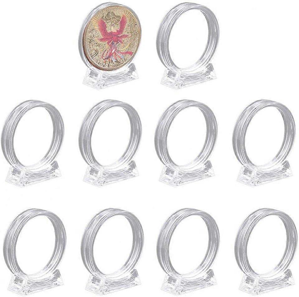 Transparent Coin Display Case 10pcs Commemorative Coin Capsules with Holder Round Coin Protection Box for Coin Collection