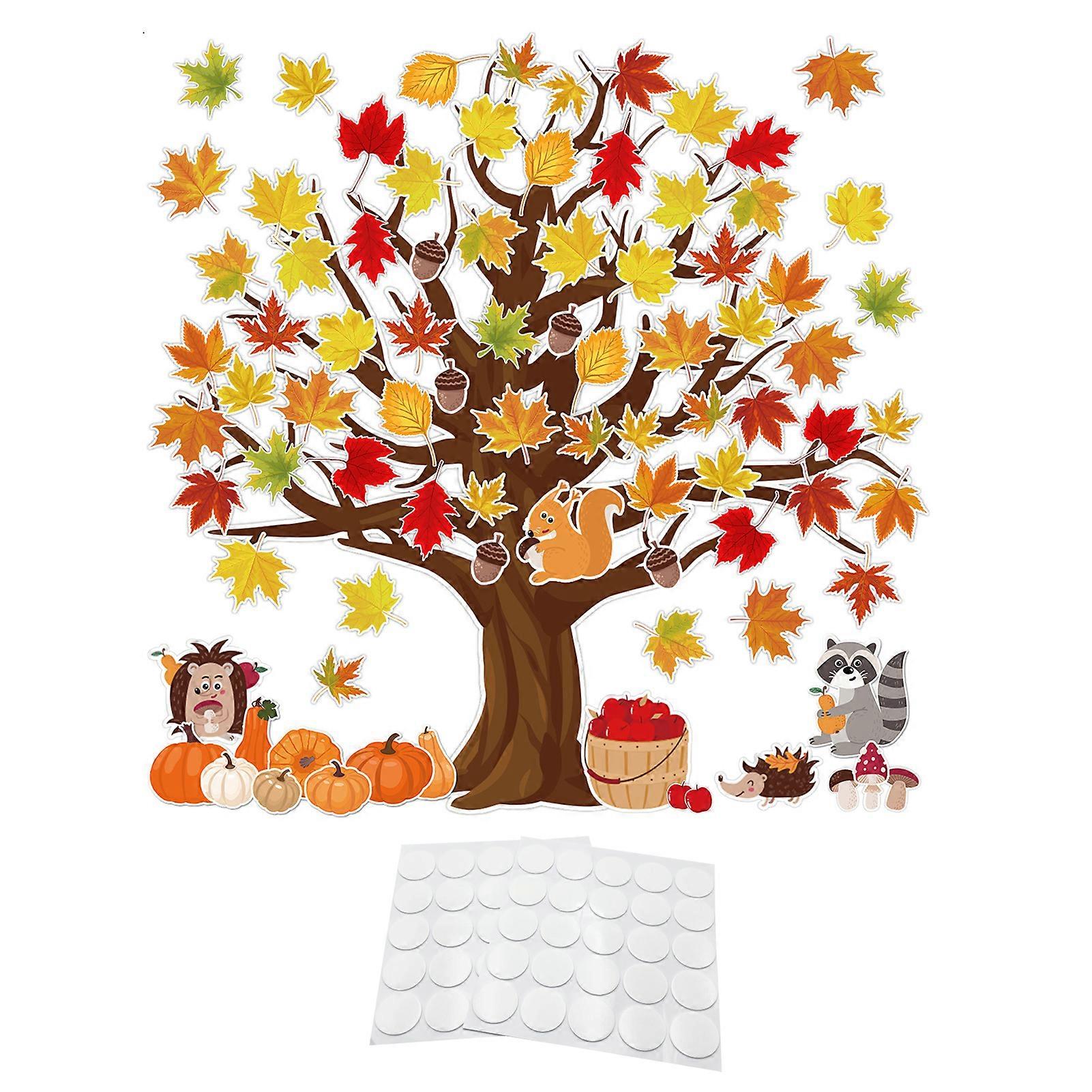 Fall Leaf Stickers Maple Leaves Pumpkins Squirrels Chestnut Shapes Window Wall Stickers Thanksgiving Autumn Christmas Party Decoration