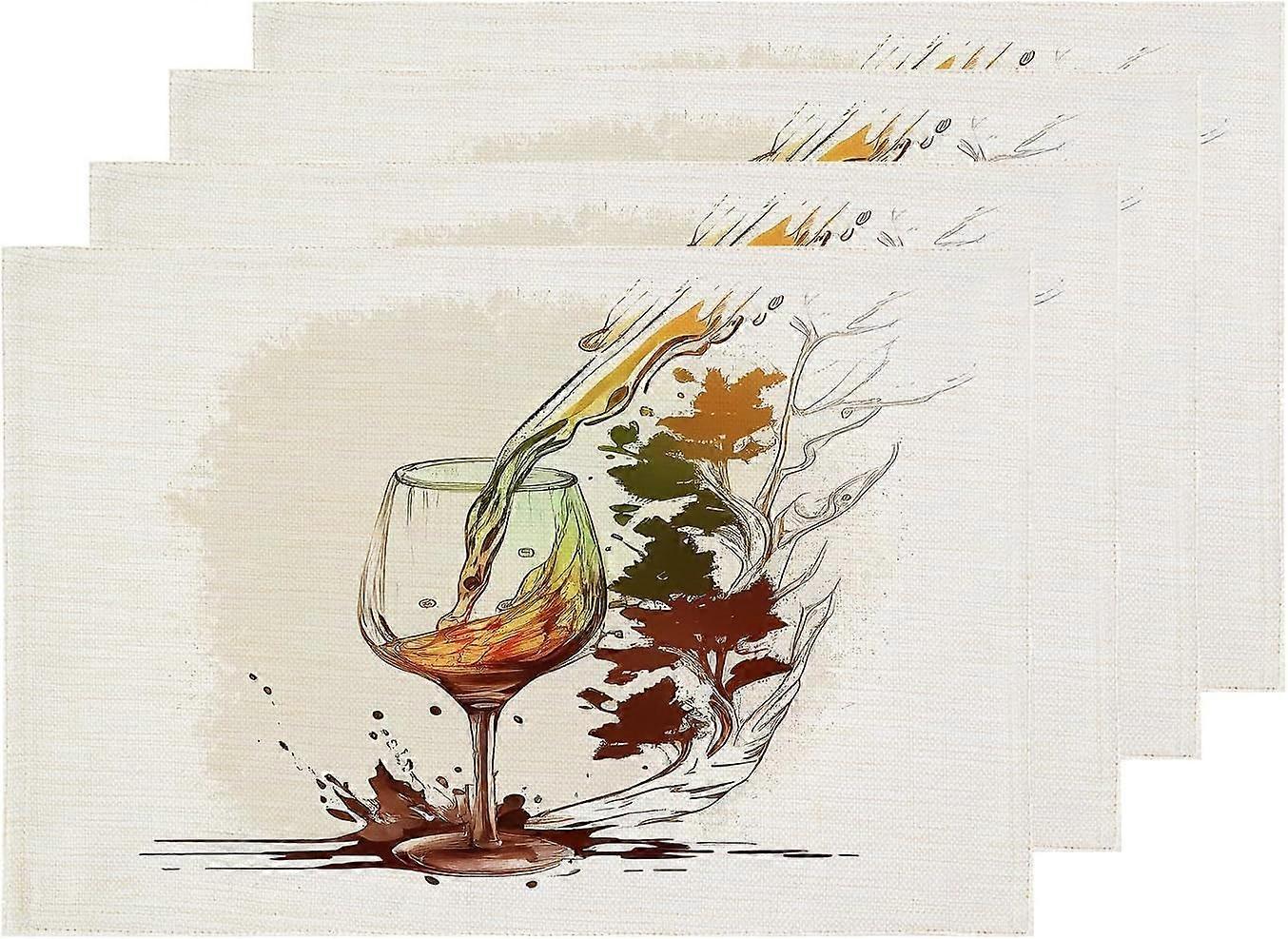 المفارش في مصنع النبيذ في الخريف ، صب النبيذ من الزجاجة إلى حصيرة طاولة زجاجية من الخيش الكتان قابل للغسل عازل حراري مزدوج الطابق لطاولة الطعام طاولة المطبخ S