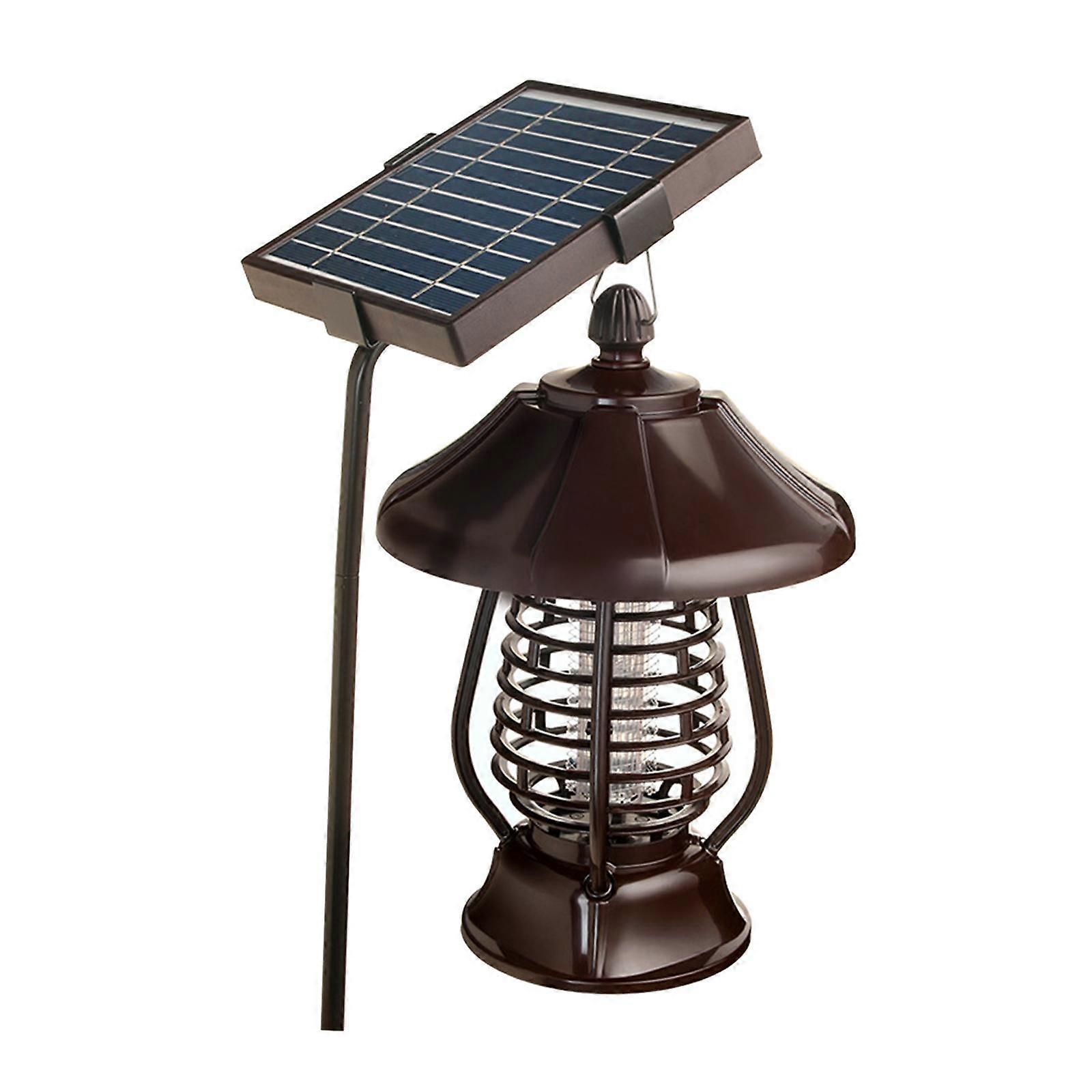 Solar Powered Garden Lawn LED Light Lamp Pest Bug Zapper   Killer
