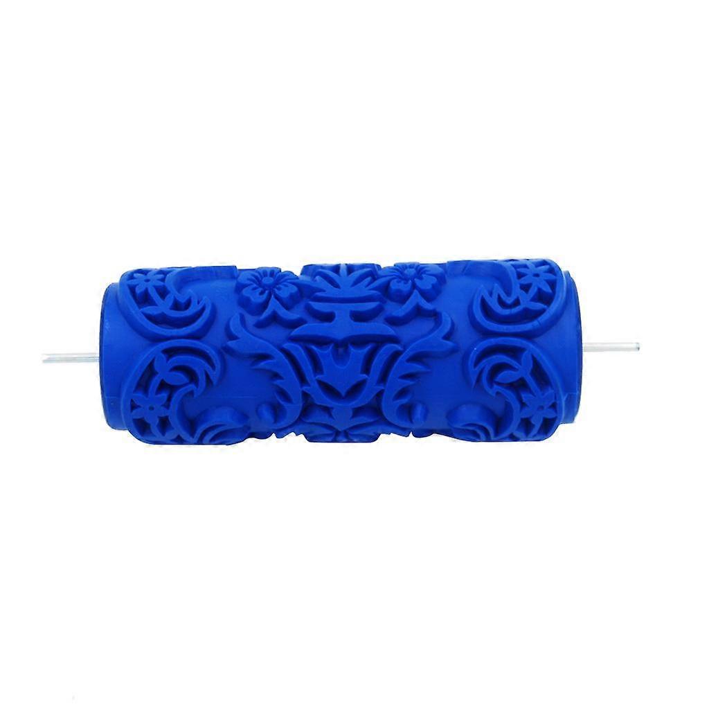 5" Embossed Pattern Painting Roller Brush Tool for Wall DIY Decor Blue  6#