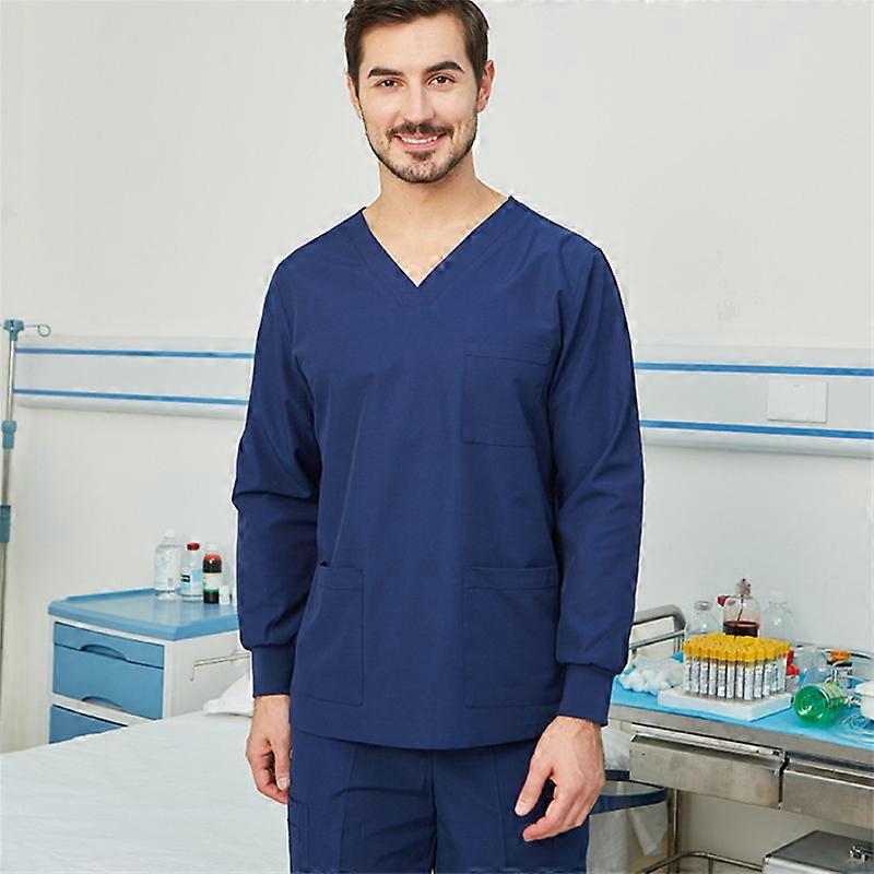 Scrubs Erkekler için Tıbbi Üniforma Scrubs Set Tıbbi Scrubs Üst ve Pantolon uzun kollu