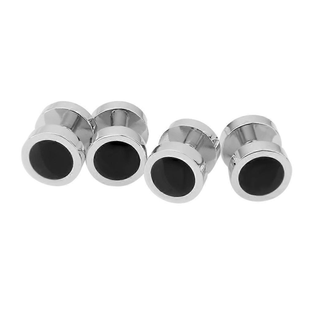 Men's Shirt Cufflinks Cuff Links Collar Studs Silver and Black