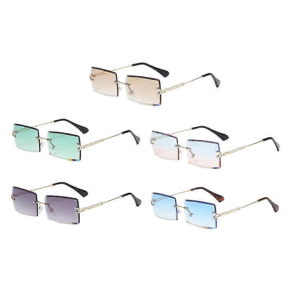 2x Gafas de sol sin montura de corte rectangular chic con lentes tintadas en gris