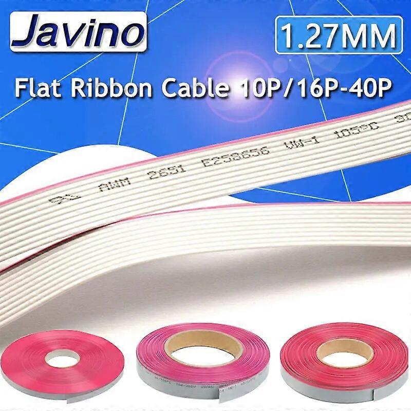 2 metros 10P / 12P / 14P / 16P / 20P / 40P 1,27 mm PITCH Cabo de fita plana cinza 6/8/10/16/20/40 pinos 28AWG FIO para conector IDC FC 2,54 MM