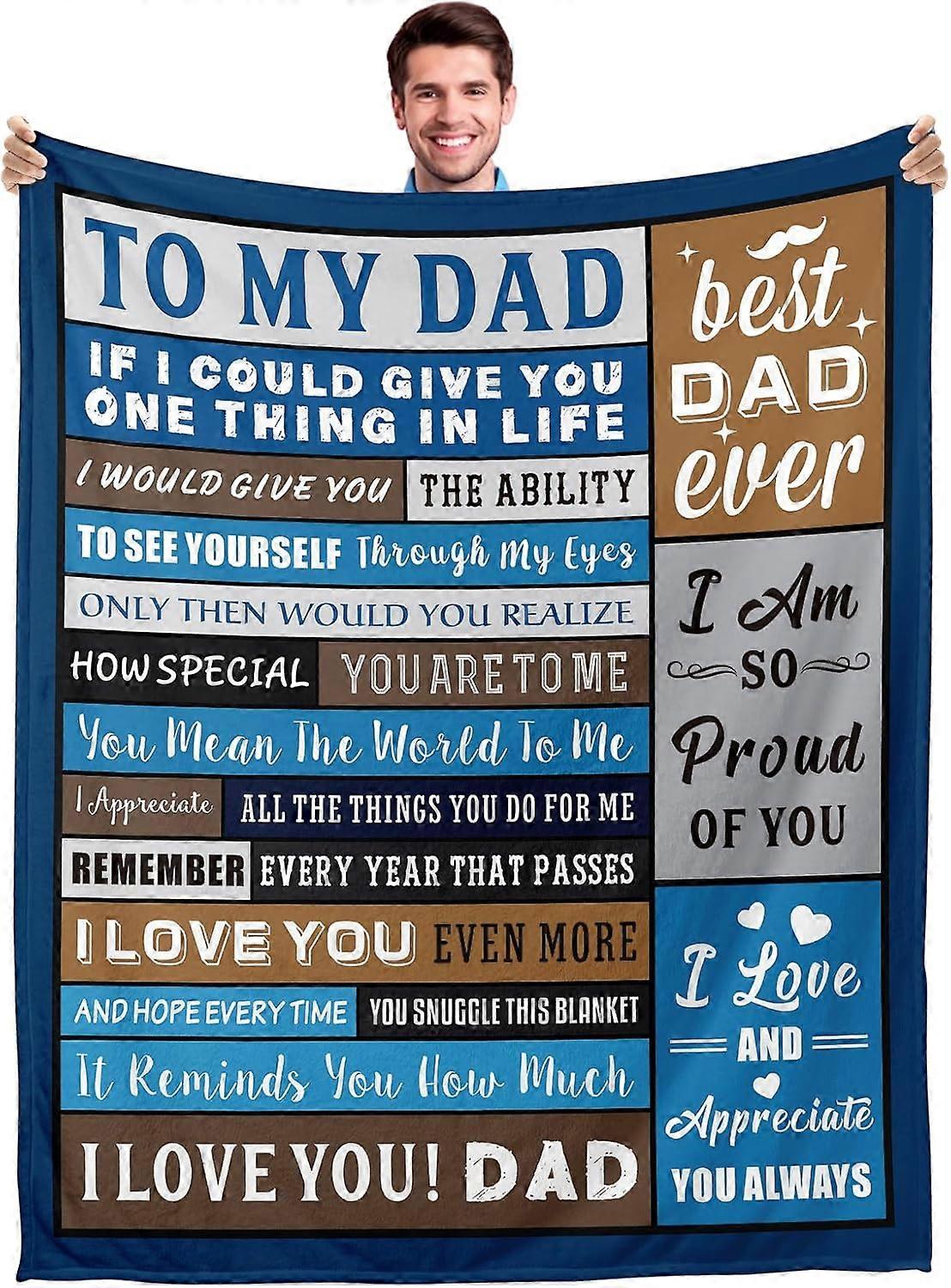 هدايا للأب هدايا أبي هدية عيد ميلاد عيد الأب هدايا بطانية من ابنة ابن الأطفال إلى والدي رمي بطانية مكافأة خطوة أبي بابا هدية أبي جديد ل Hu