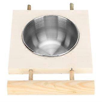 Stainless Steel Parrot Feeding Bowl with Stand for Food and Water Cage Accessory