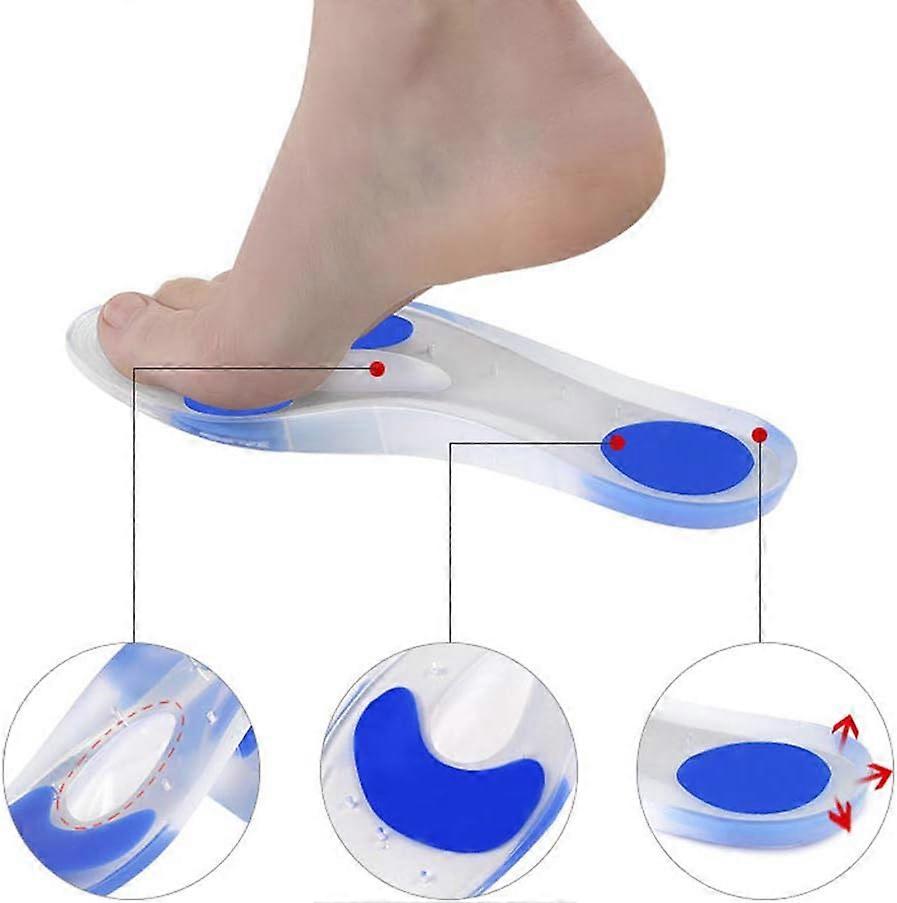 Insoles Silicone Gel Arch Support Orthotic Shoe Insert - Relieve Plantar Fasciitis Pain Release Heel Bone Spur Calluses and Corns Massage Heels and Me