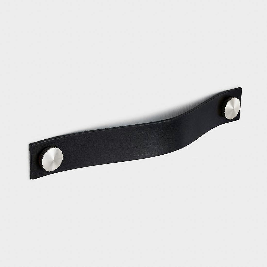 Leather Cabinet Pulls with Silver Studs in Black- 160mm