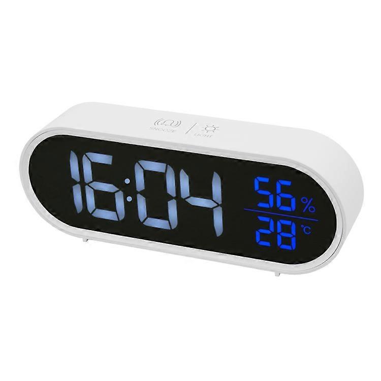 Digital Mirror Alarm Clock, Digital LED Clock, Large Time/Temperature/Humidity Display, 40 Songs for Ringtone, Snooze, Portable Morning Alarm Clock, U